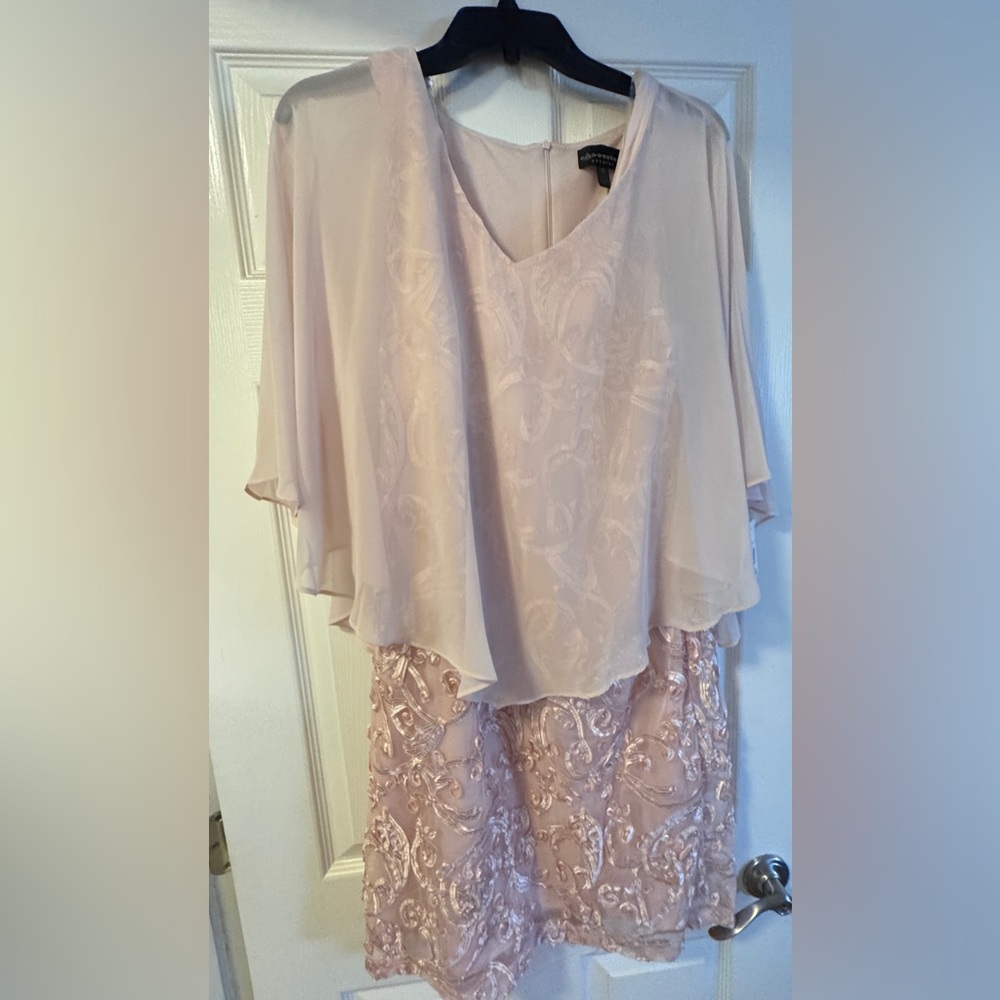 Connected Apparel Light Pink Dress with Sheer Detail